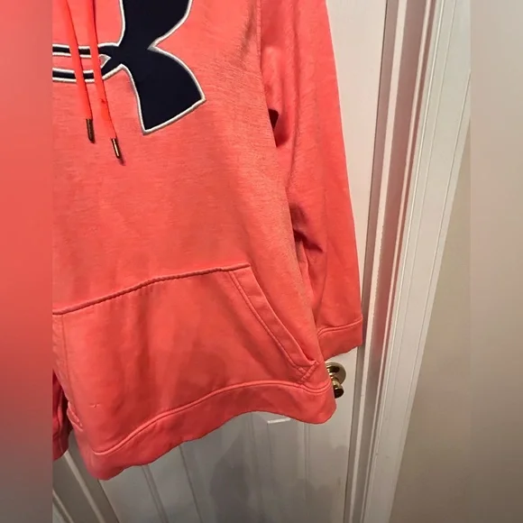 Under Armour Woman's Sweatshirt Small Bright Orange Graphic Hoodie Pullover - Picture 4 of 10